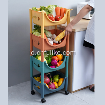 Rak Penyimpanan Dapur Keranjang Lantai Organizer Rolling Basket